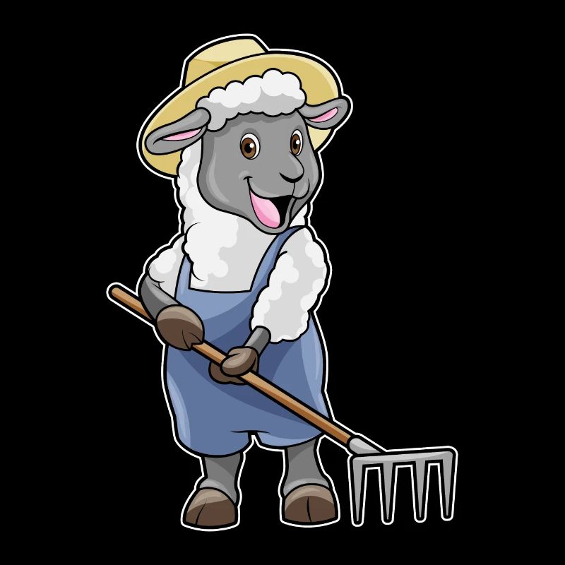 Schaaf as a farmer with rake & hat