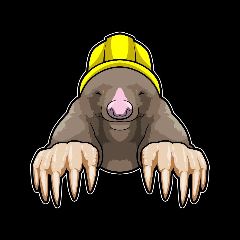 Mole as a miner with helmet