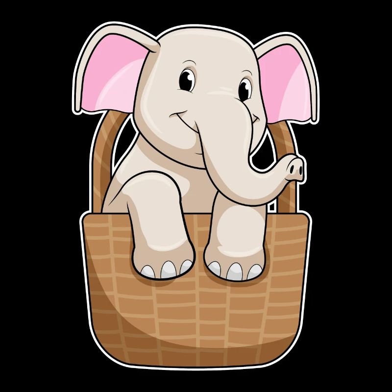 Éléphant avec panier