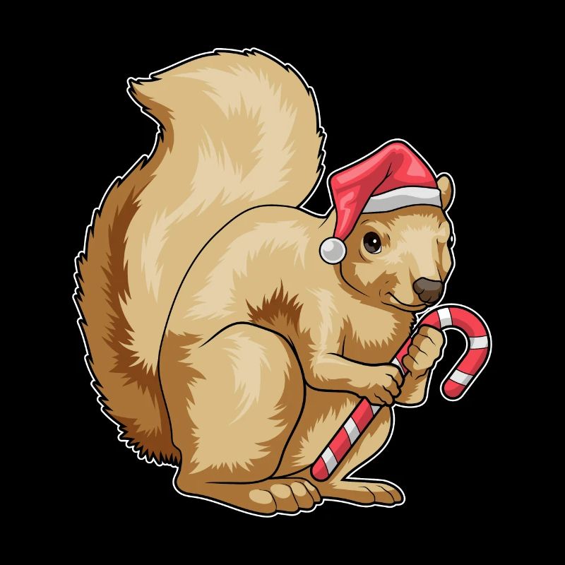 Squirrel Christmas candy cane