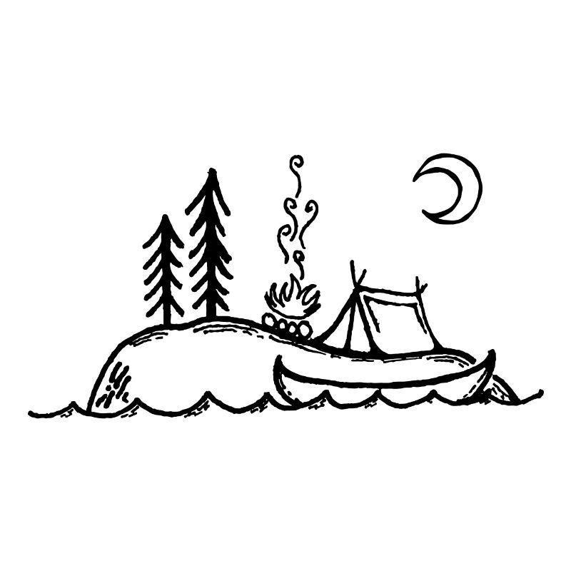 Island, Campfire, Camping & Canoeing