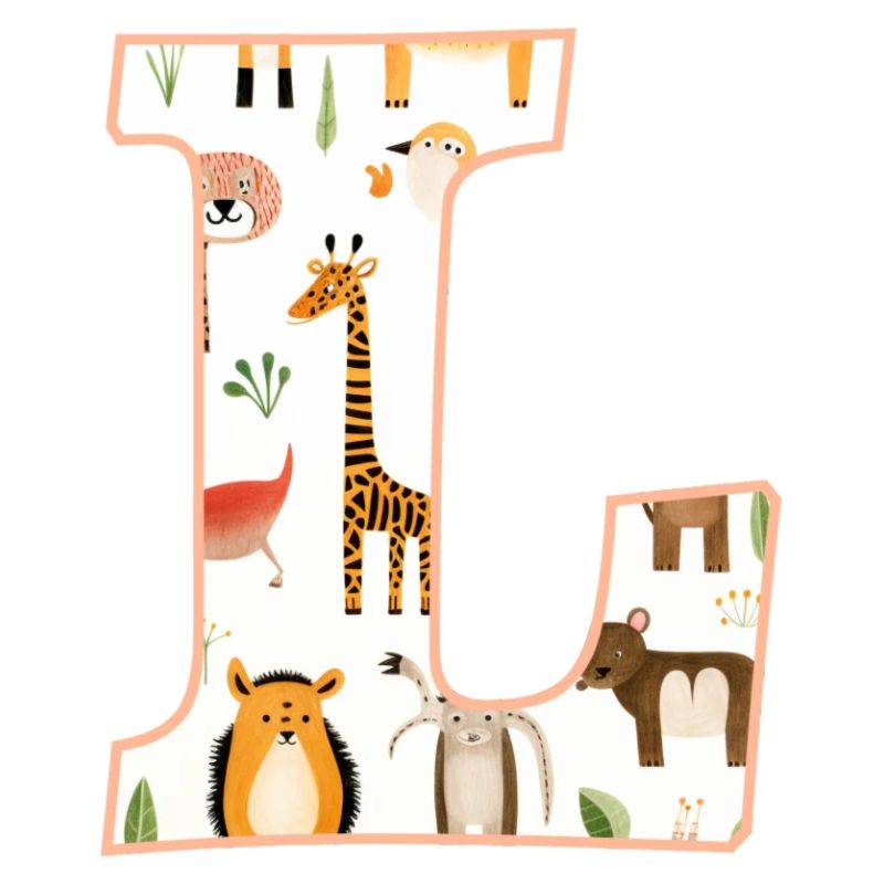 Buchstabe L, Monogramm, Tiermuster