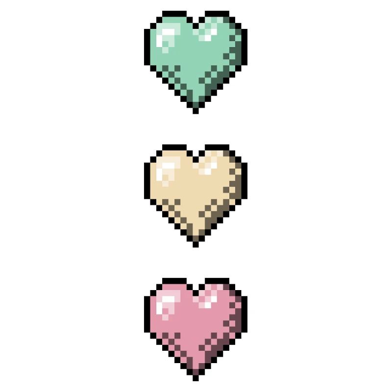 Retro Pixel Art Hearts Stack