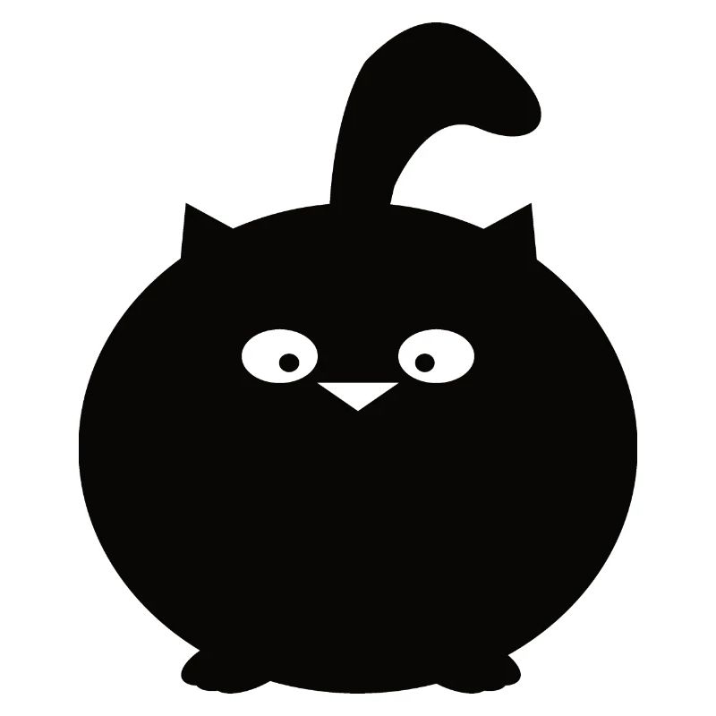 very thick round black cat
