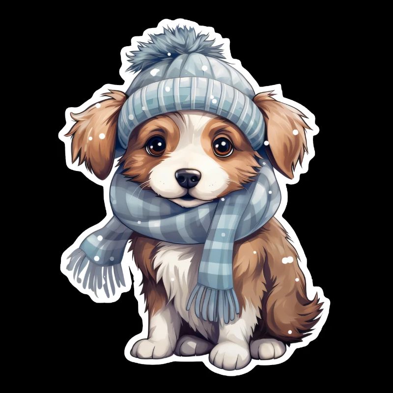 chiot mignon en hiver