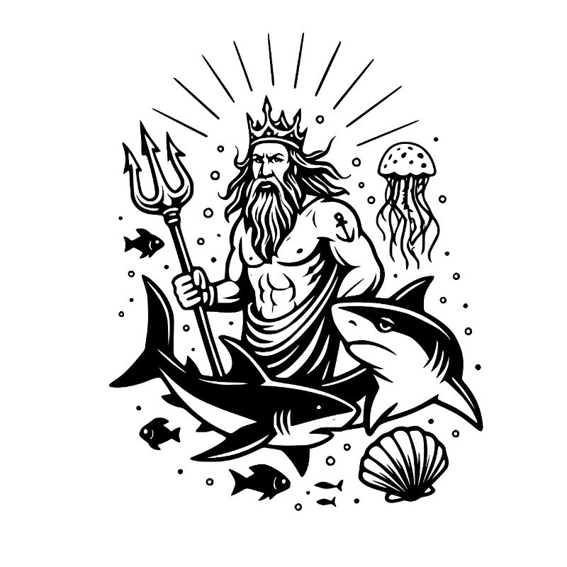 Poseidon – Gott des Meeres Tattoo Design