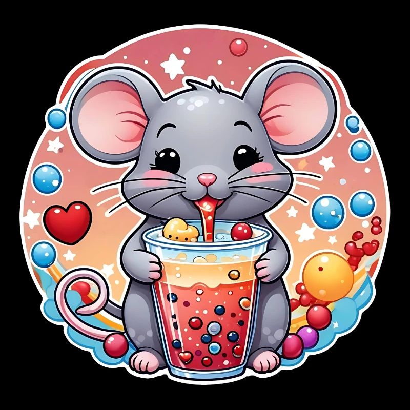 Little Cute Mouse with Refreshment and Straw