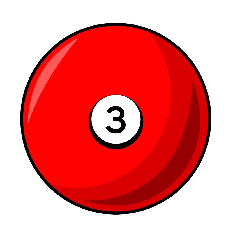 Billardkugel 3 rot Billard drei