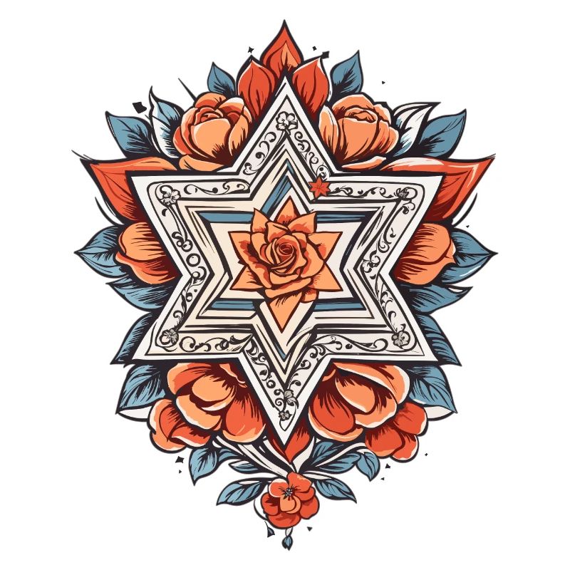 Étoile juive avec des fleurs