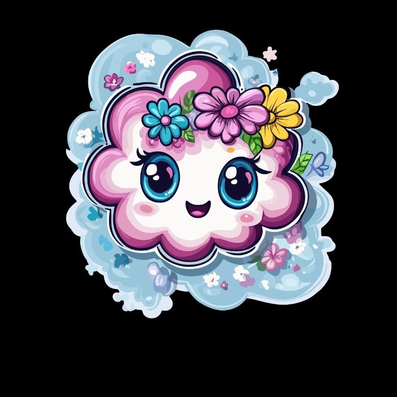 Nuage joyeux avec des fleurs