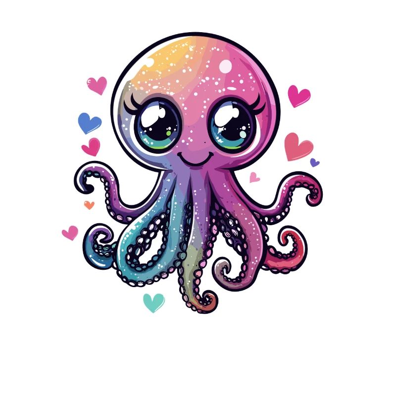 Glitzerkrake mit Herzchen