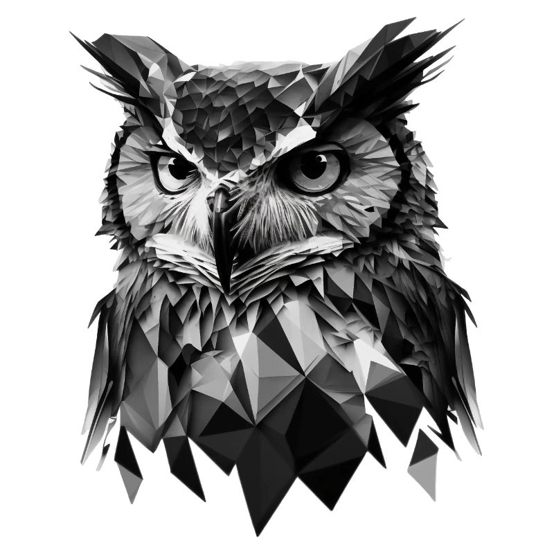 Polygon-Eule in Schwarz-Weiß – Vogelkunst