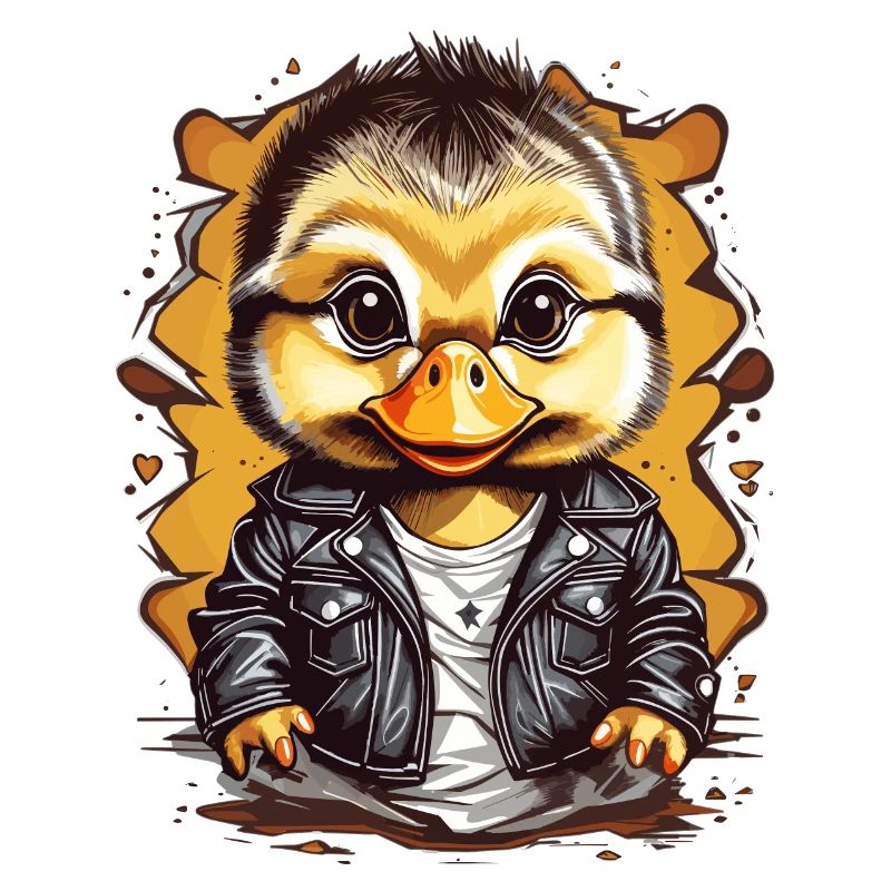 Cute duck with leather jacket
