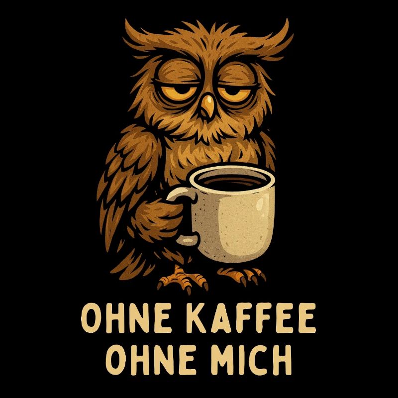 Nickernde Eule mit Kaffee