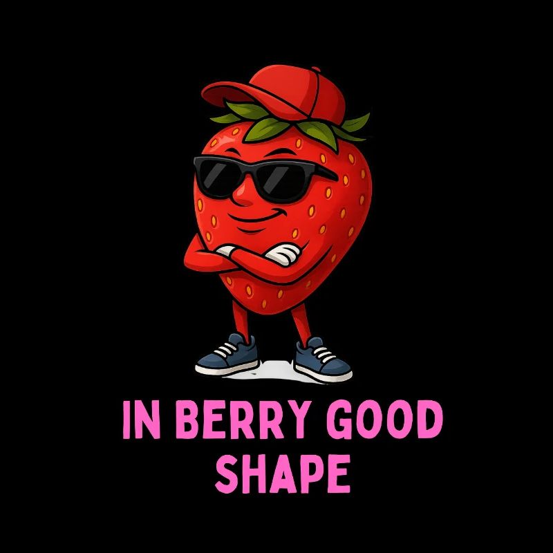 Fraise en bonne forme avec lunettes de soleil