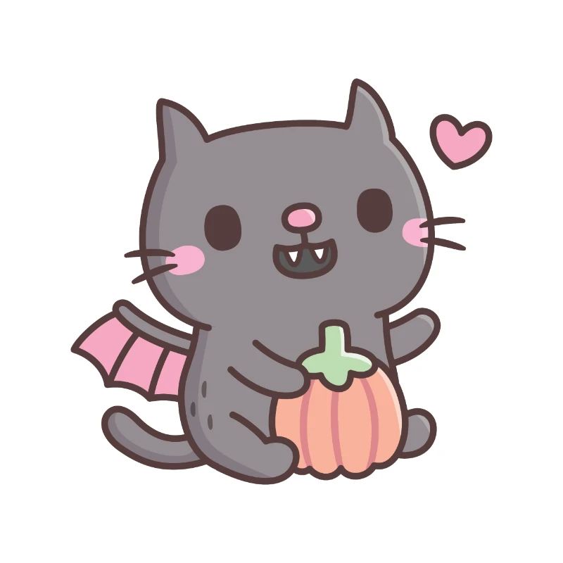 Cute Vampire Cat With Pumpkin