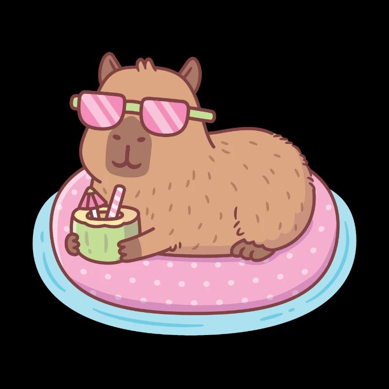 Funny Capybara Chilling On Pink Pool Float