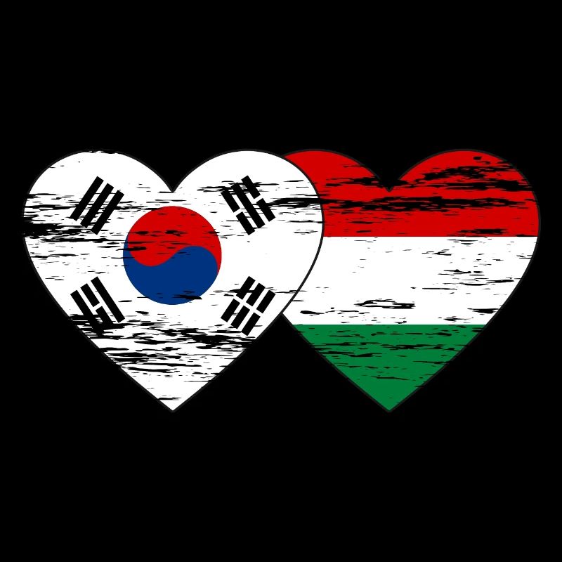 Corée du Sud Hongrie drapeau coeur utilisé