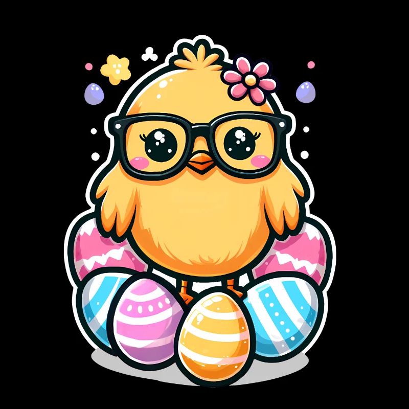 Nerd Easter Cute easter chickling with glasses