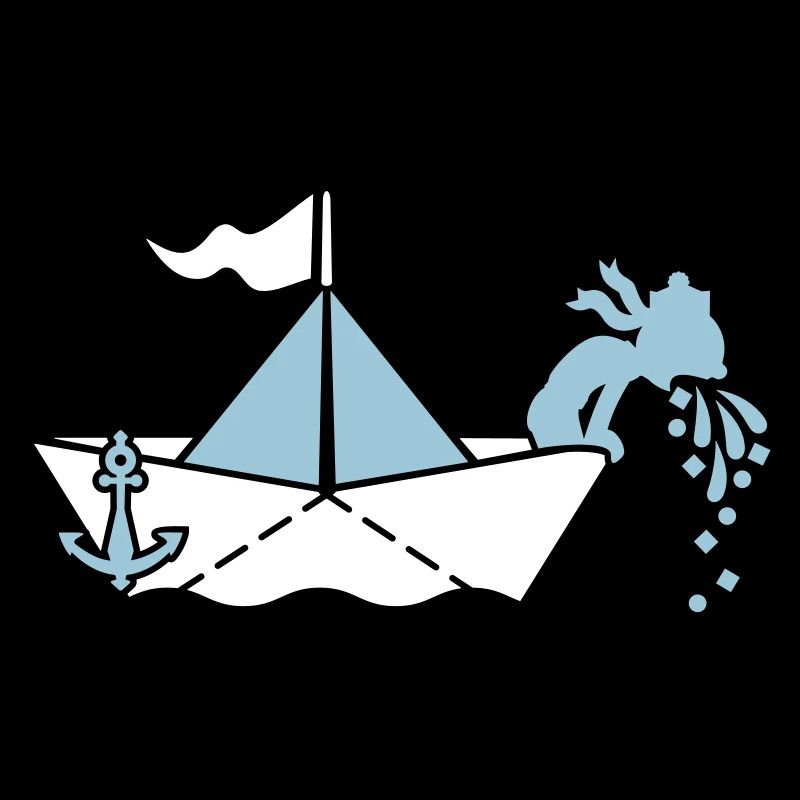 Seasick sur papier bateau / le mal de mer sur