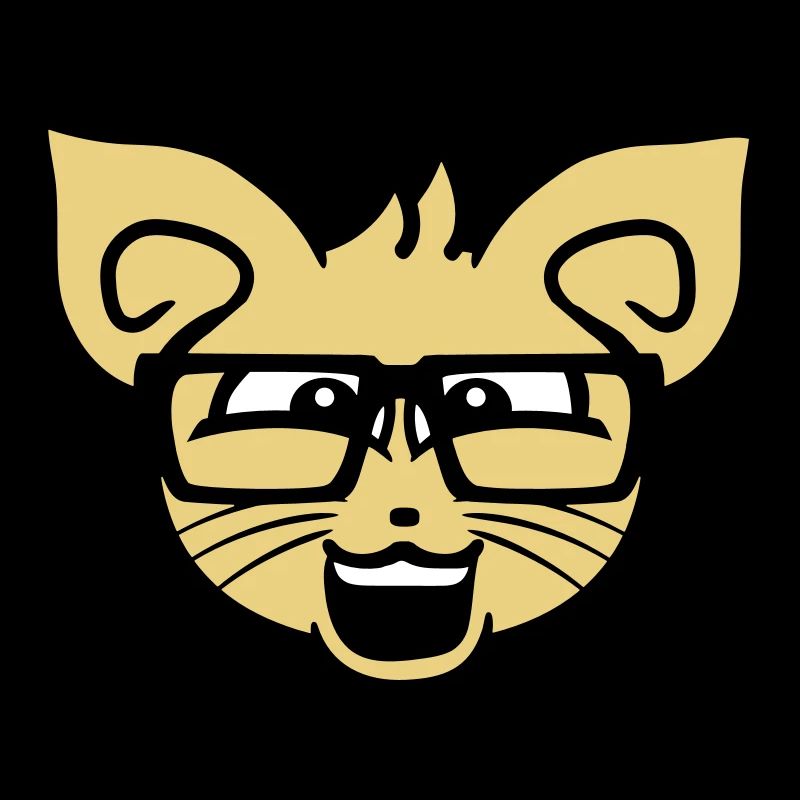 Nerd Cat Horn-Rimmed Glasses Geek Clever Kitten Head