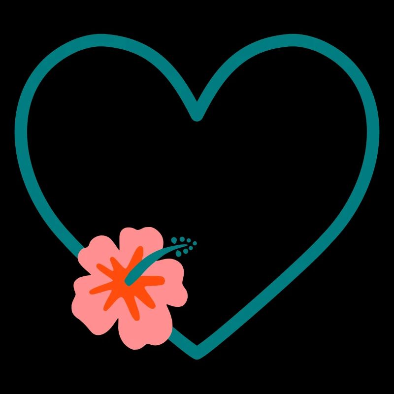 Hibiscus Heart Outline Frame