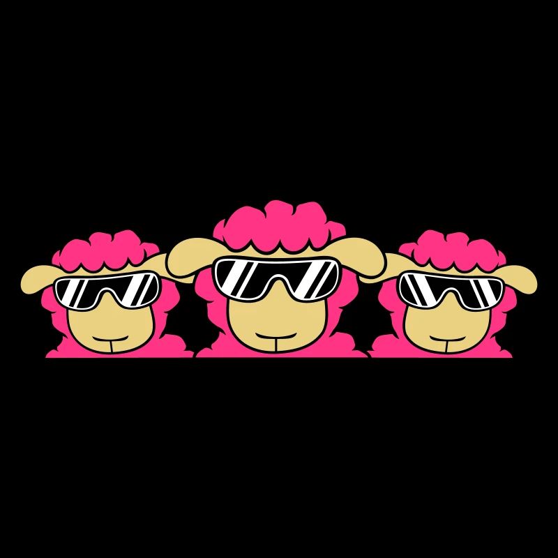 3 DJ Schafe Hinter Zaun Mauer Sonnenbrille Freunde