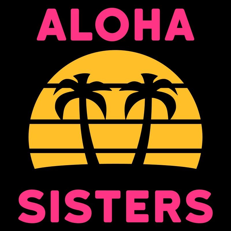 Aloha sisters (palm trees, island, sun with lines)