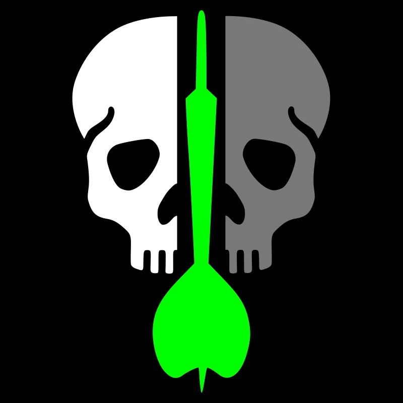 Geteilter Schädel und Dartpfeil