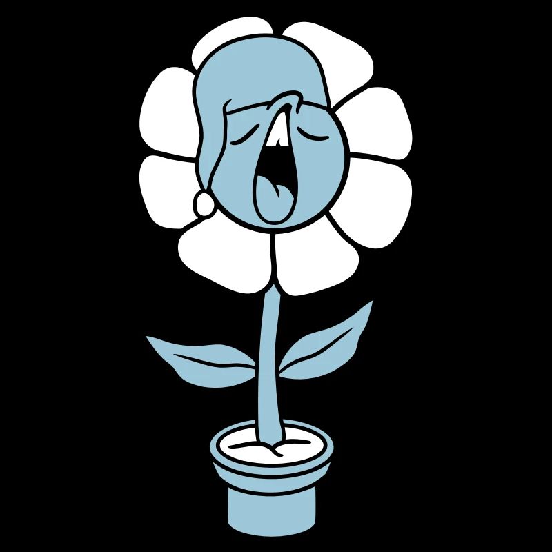 Bâiller fatigué somnolent tête fleur visage pot de fleur