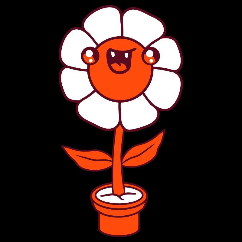 Petit drôle heureux fleur visage pot de fleur