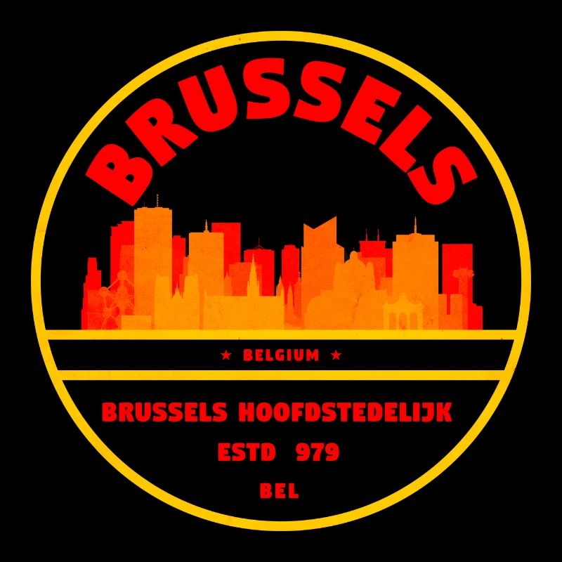 Brüssel Skyline Retro Wappen