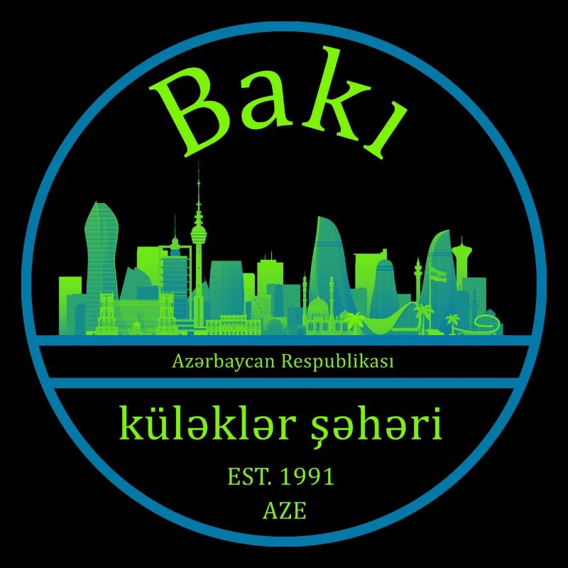 Conception de cercle de la skyline de Bakou avec vert néon