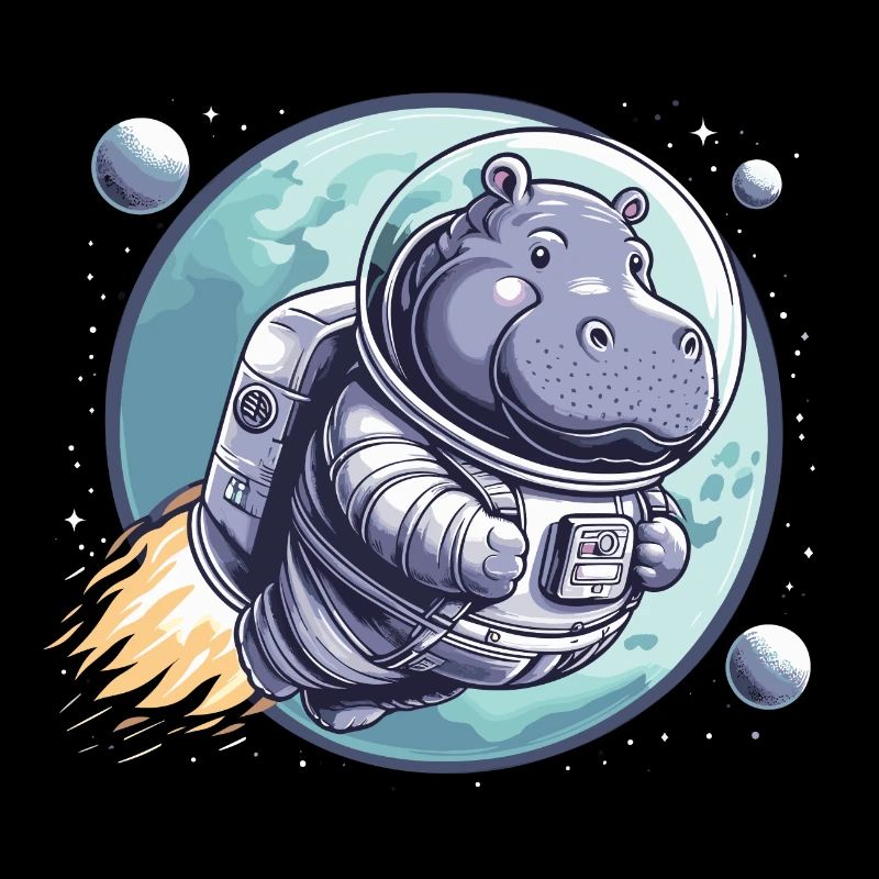 Hippopotame astronaute spatial