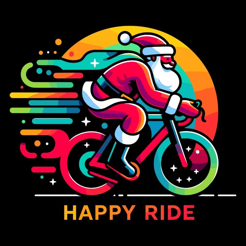 Vibrant Père Noël Cyclisme Illustration