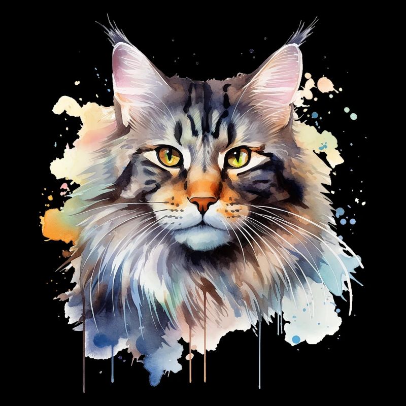 Katze Wasserfarben Maincoon
