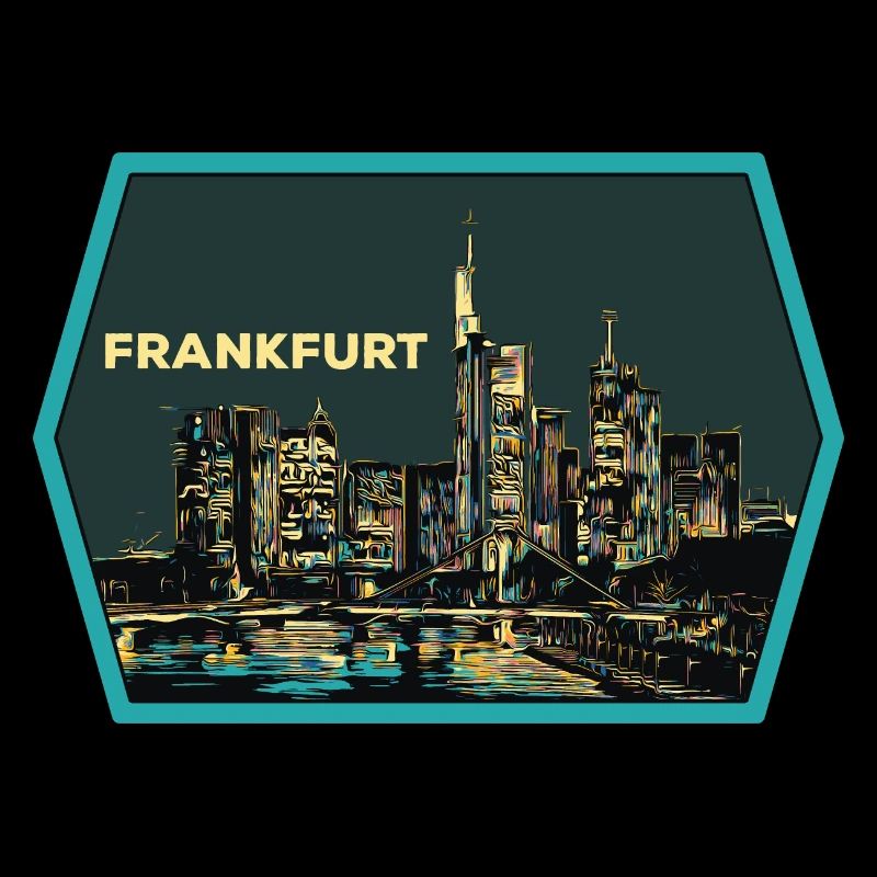 illustration, panoramic view Frankfurt at night