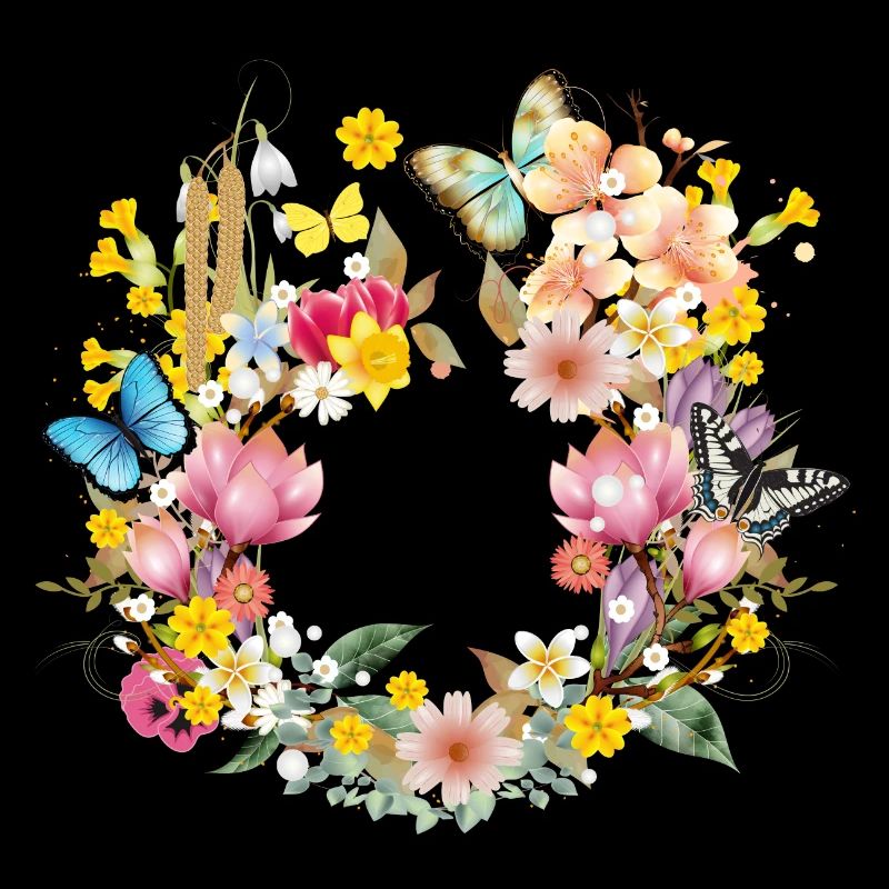 frühlingshafte bunte Blüten & Schmetterlinge