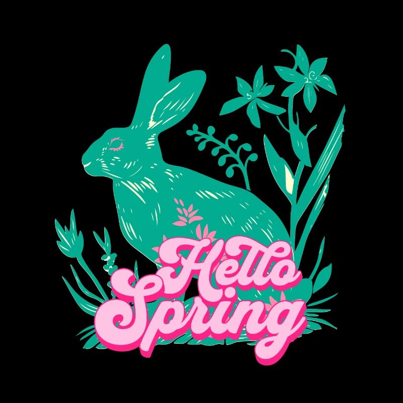 Hello Spring Rabbit with Flowers