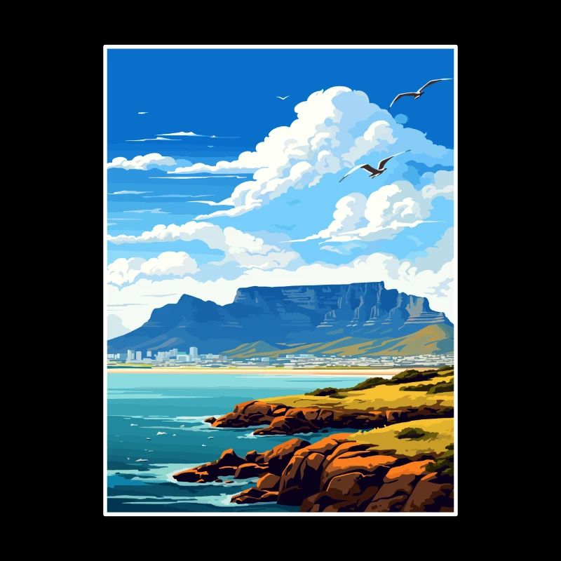 Montagne de la Table Afrique du Sud Affiche de voyage souvenir