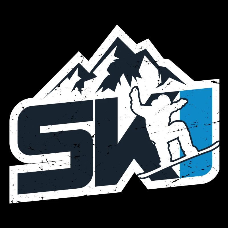 Conception de logo de ski de snowboarder de montagne