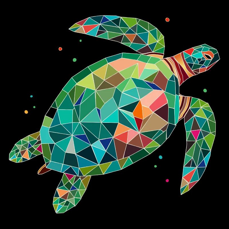 Tortue d’eau colorée - Conception de mer colorée