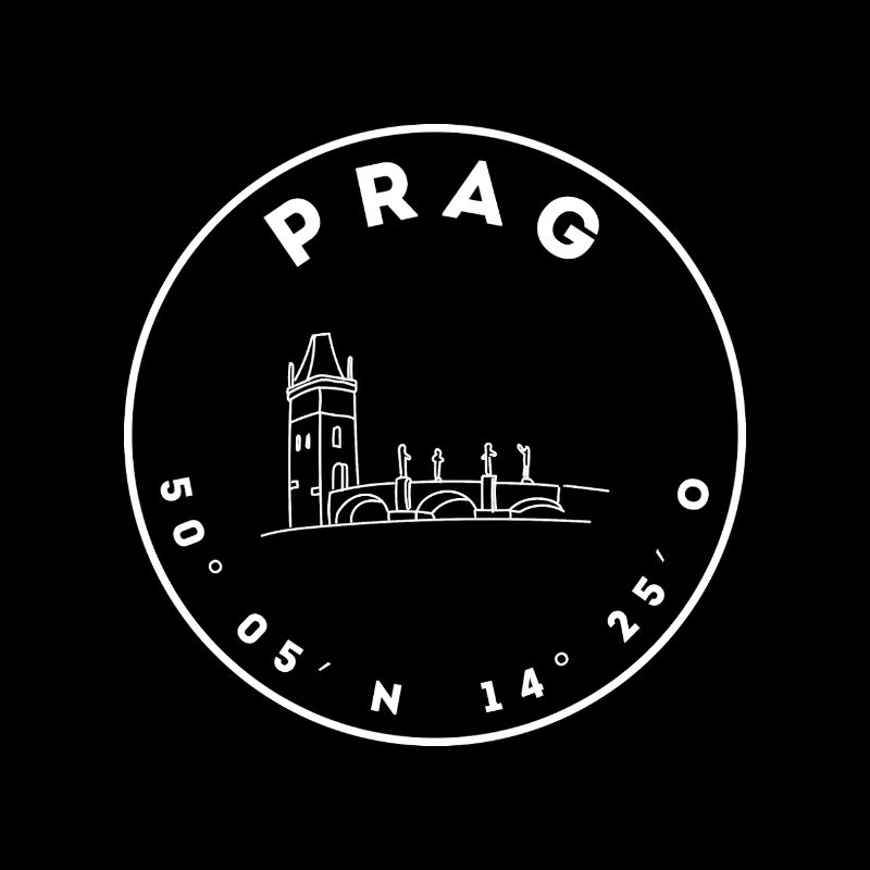 Prag mit Brücke und Koordinaten