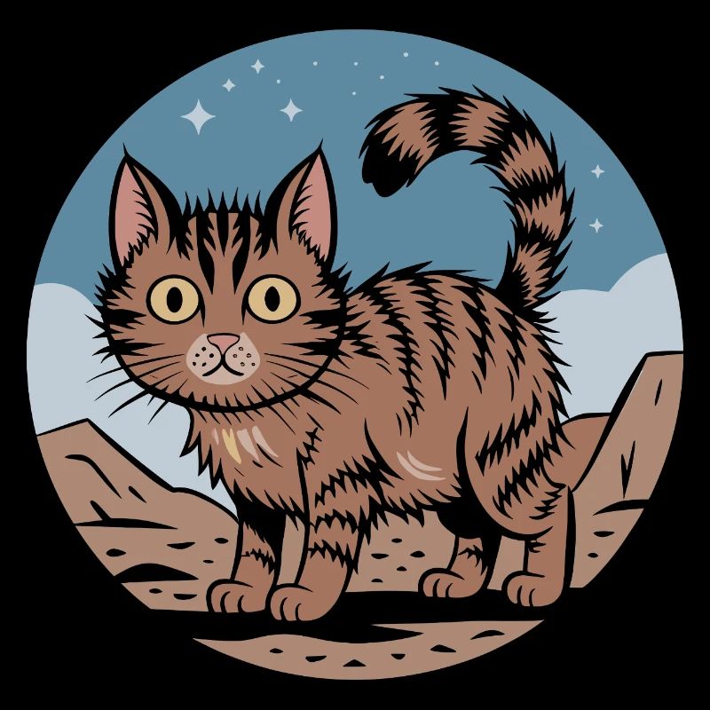 Cute Retro Cat Adventure Night Sky Gift