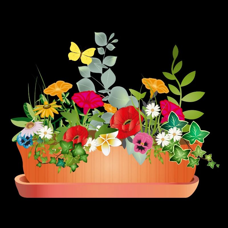 Fleurs colorées dans un bac à fleurs