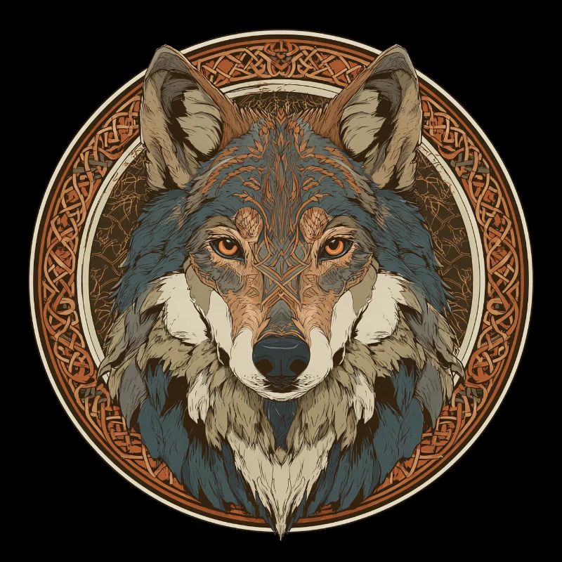 Legendary wolf with Celtic pattern