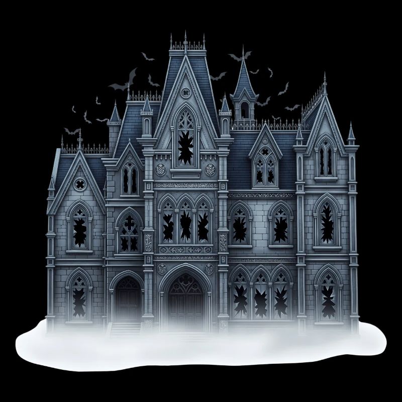 Illustration d'une maison hantée gothique