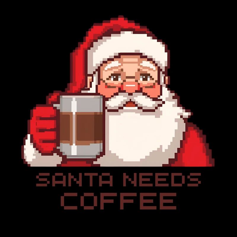 Pixel Santa – Santa Needs Coffee