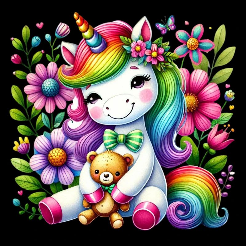 Regenbogen Einhorn Blumentraum