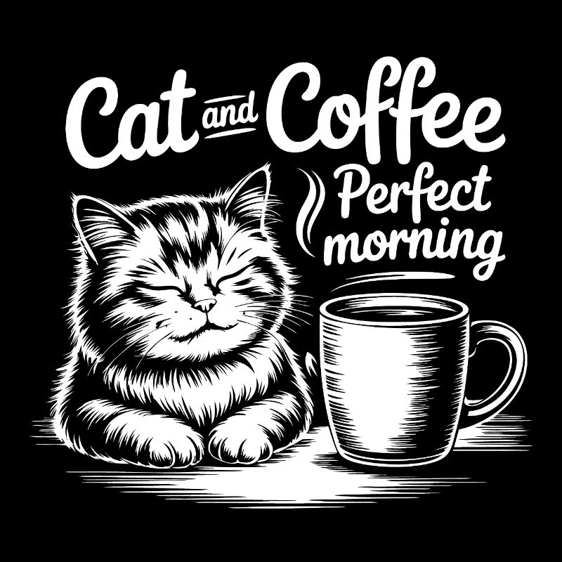 Katze und Kaffee Perfekter Morgen